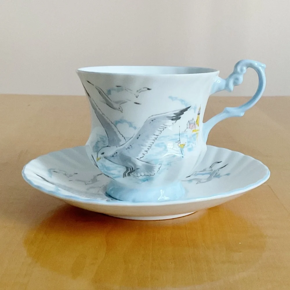 Queen’s Rosina Seagull Fluted Cup & Saucer England